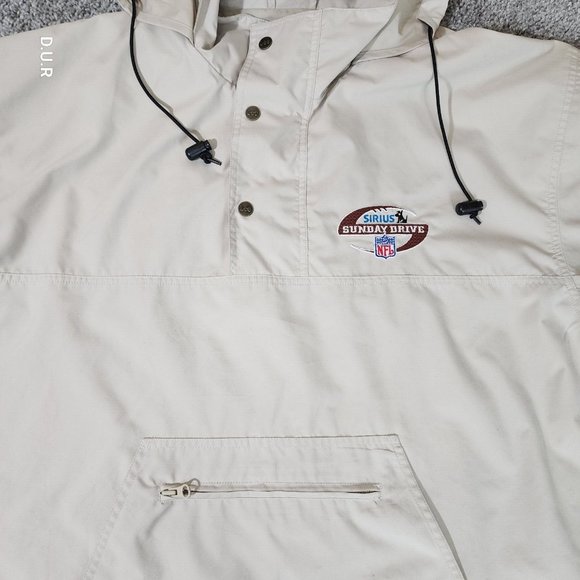 Vintage Lee Pullover Men's Large Tan‎ Sirius NFL Sunday Drive Hooded Jacket - Picture 2 of 15